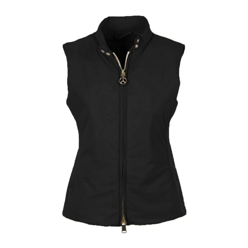 People of Shibuya Zwarte Nylon Rits Vest met Zakken Black Dames