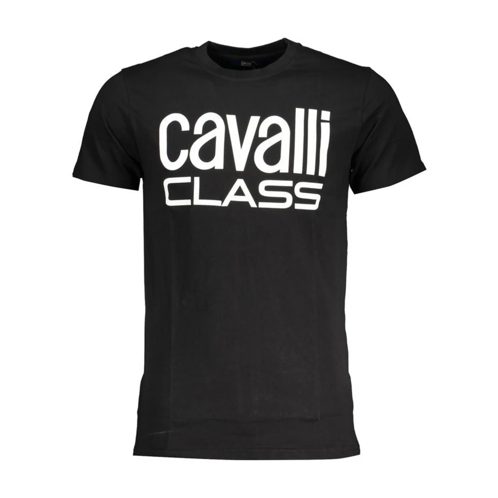Cavalli Class Paardenhoofd Grafisch Katoenen T-shirt Black Heren