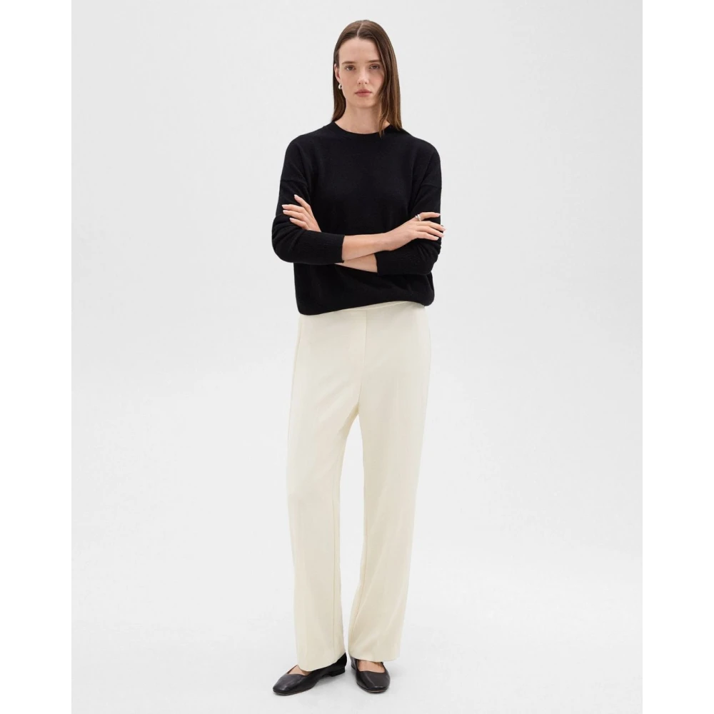 Theory Wijde Pijp Crepe Broek Beige Dames