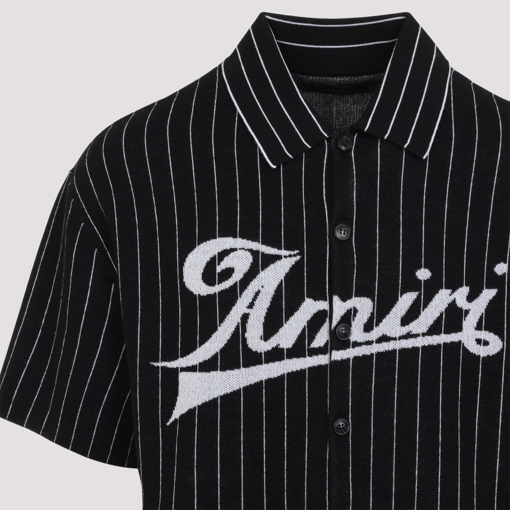 Amiri Pinstripe Polo Shirt Black Heren