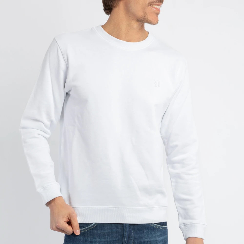 Dondup Witte Sweater met Logo Borduursel White Heren