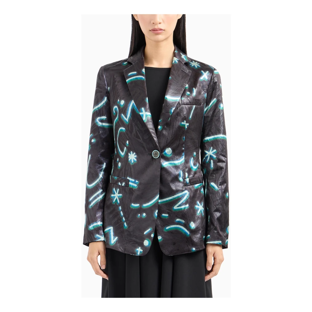 Emporio Armani Lurex Collectie Jas Revers Kraag Multicolor Dames