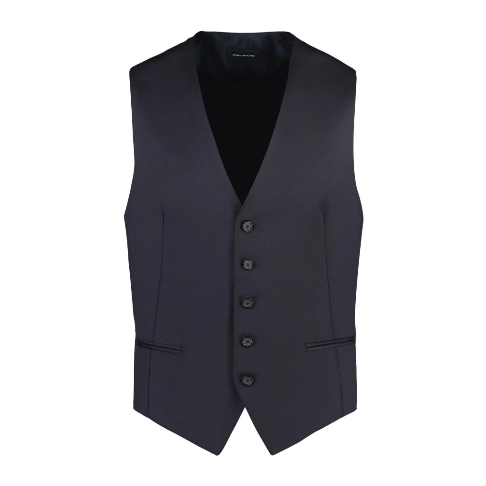 Tagliatore Blå Single-Breasted Wool Vest
