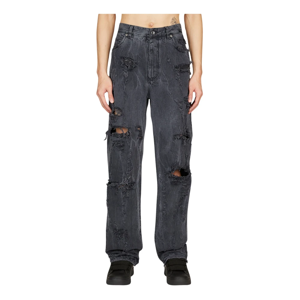 Dolce & Gabbana Loose Fit Jeans, Male, M, Distressed Denim Jeans Black