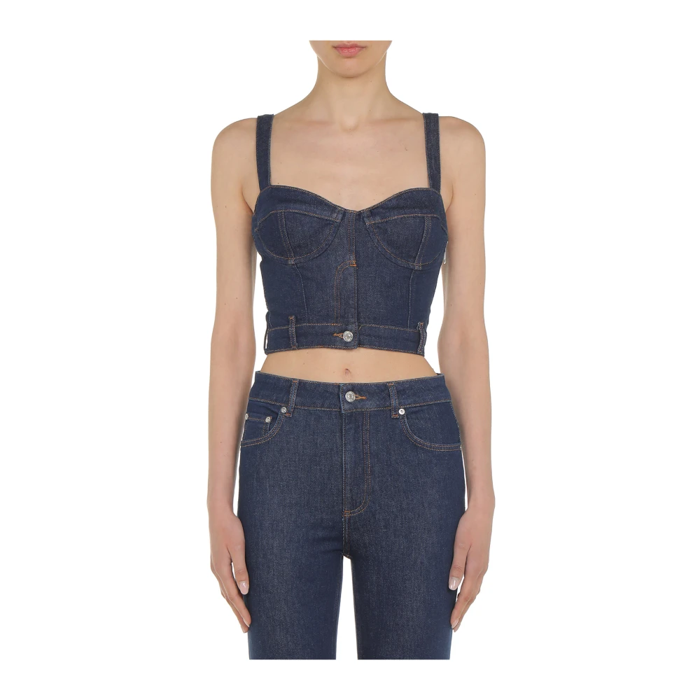 Moschino Denim Crop Top Blue Dames