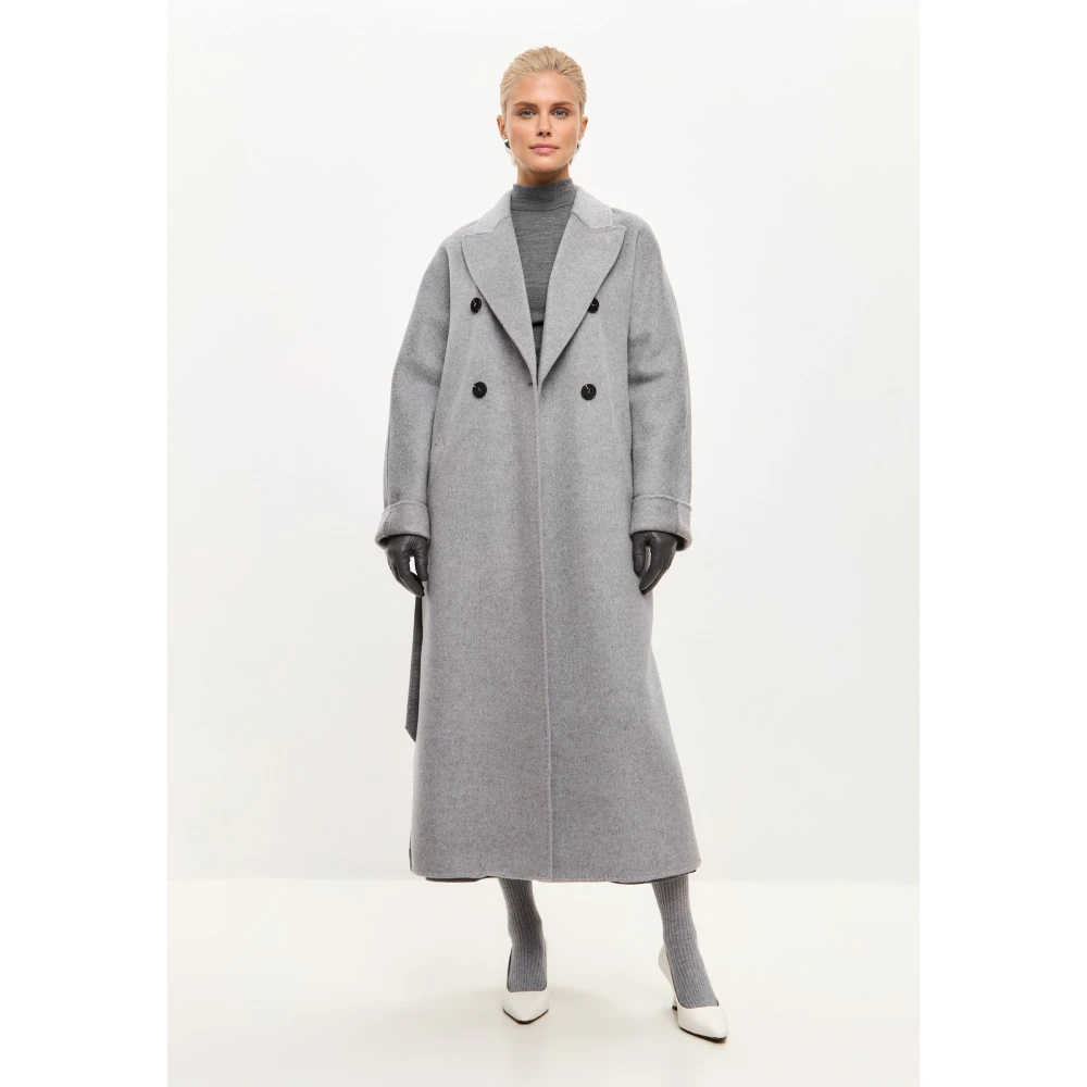 Cesare Gaspari Klassieke Luxe Lange Jas Rosie Grijs Gray Dames