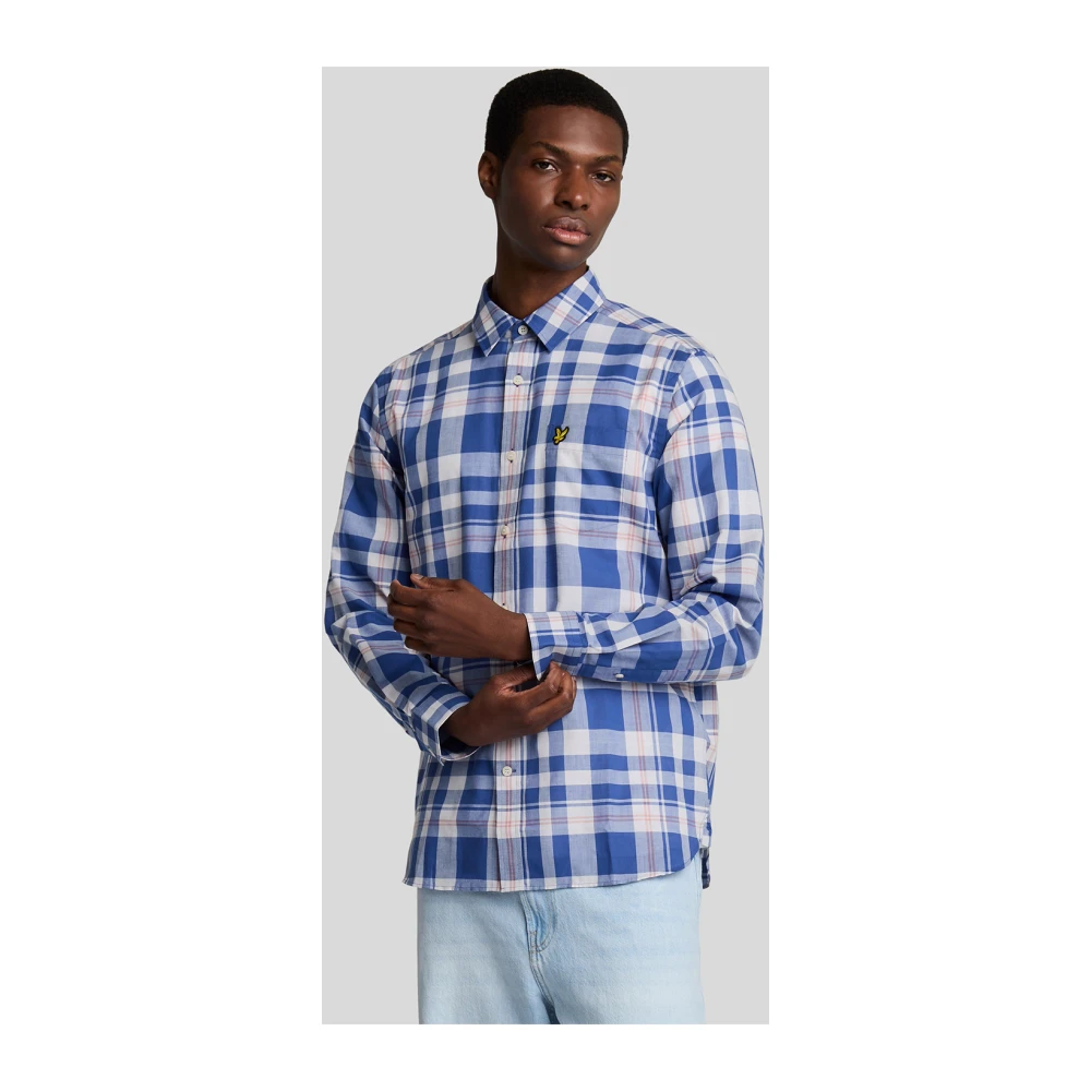 Lyle & Scott LS Geweven Overhemden Voorjaarsruit Overhemd Blue Heren