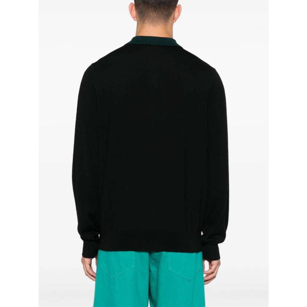 PS By Paul Smith Gestreepte Kraag Zwarte Wollen Vest Black Heren