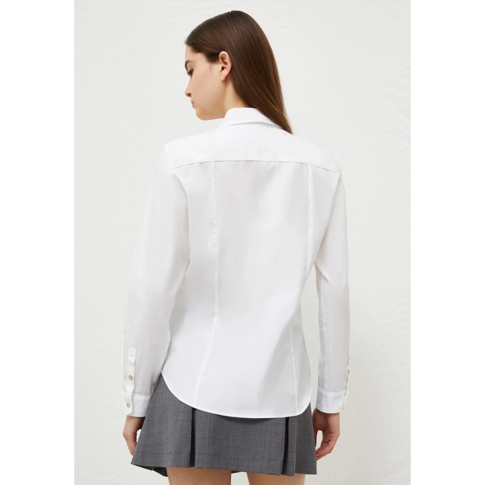 Marella Witte popeline overhemd met lange mouwen White Dames