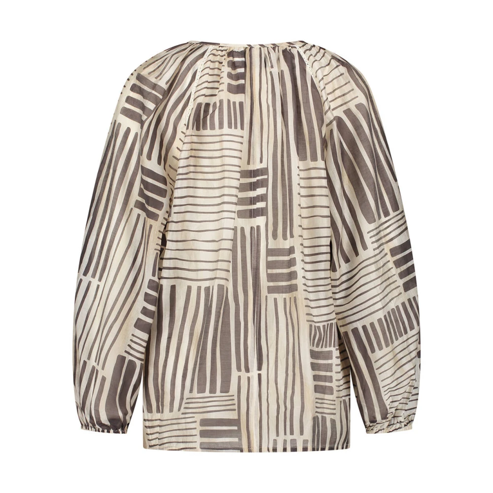 Nukus Gestreepte lange mouw topblouse Brown Dames