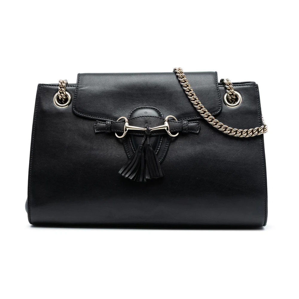 Gucci Vintage Women's Black Pre-Owned Chain Strap Shoulder Bag