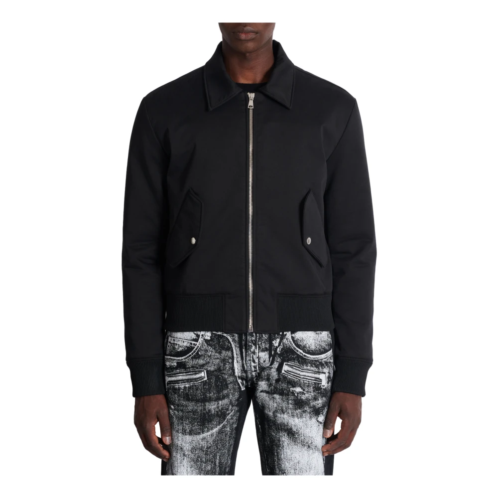 Balmain Bomberjack van katoen met vintage logo Black Heren