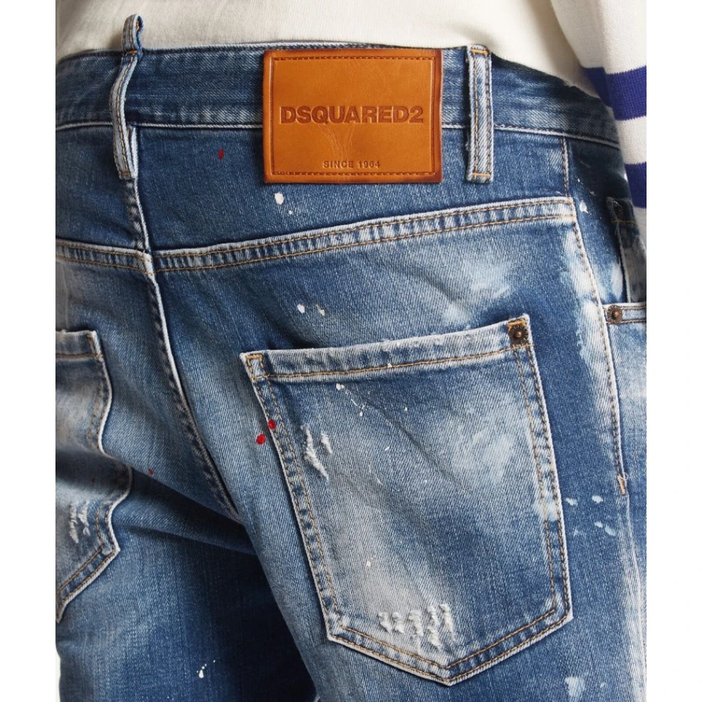 Dsquared2 Skater Jeans met Patches Blue Heren