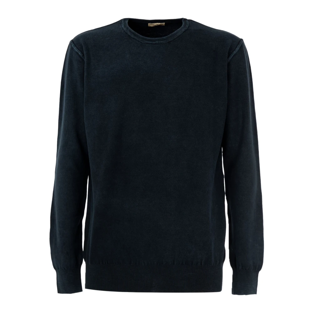 Cashmere Company Blauwe Katoenen Trui met Ronde Hals Blue Heren