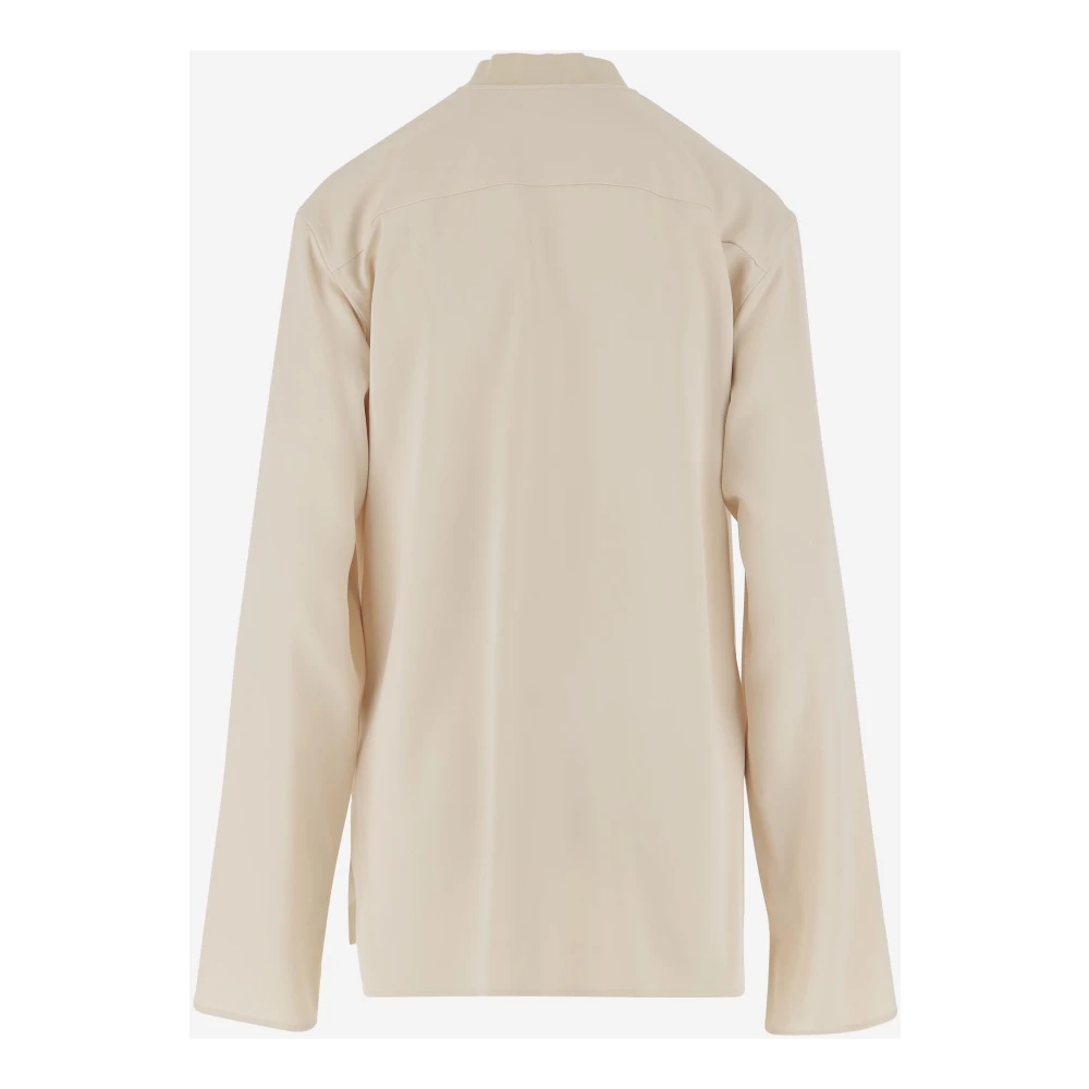 Jil Sander Viscose Blend Rits Jas White Dames