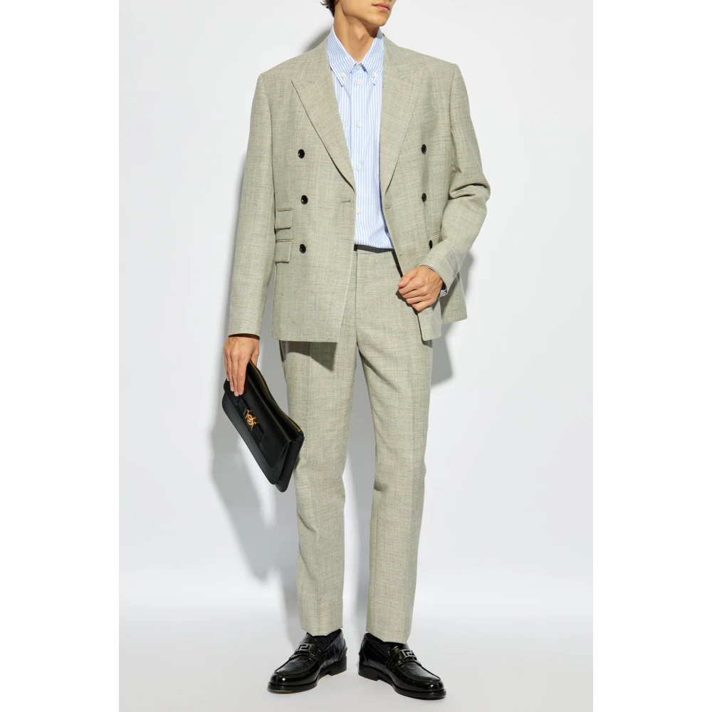 Versace Gestreept patroon overhemd Blue Heren