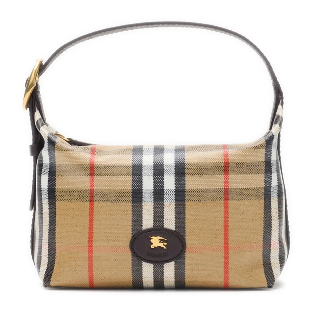 Burberry Women's Beige Shoulder Bags, One Size, Equestrian Knight Check Canvas Crossbody Bag
