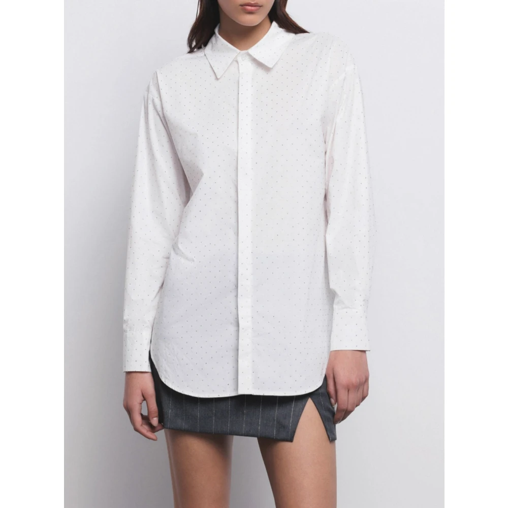 Gaëlle Paris Witte Oversized Shirt met Strass White Dames