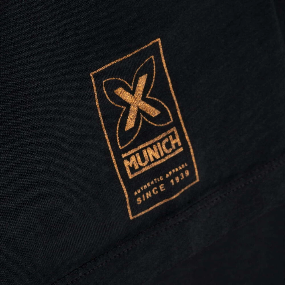 Munich Gedrukt T-shirt Casual Stijl Vintage Look Black Heren