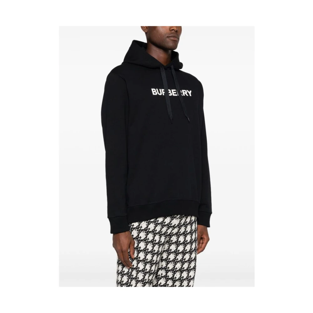 Burberry Zwarte hoodie met logoprint Black Heren
