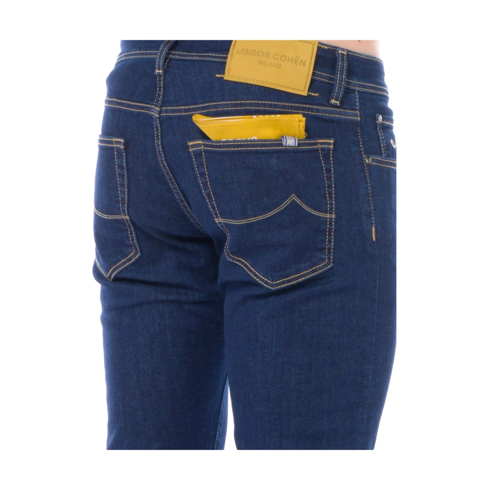 Jacob Cohën Slim Fit Jeans met Gele Details Blue Heren