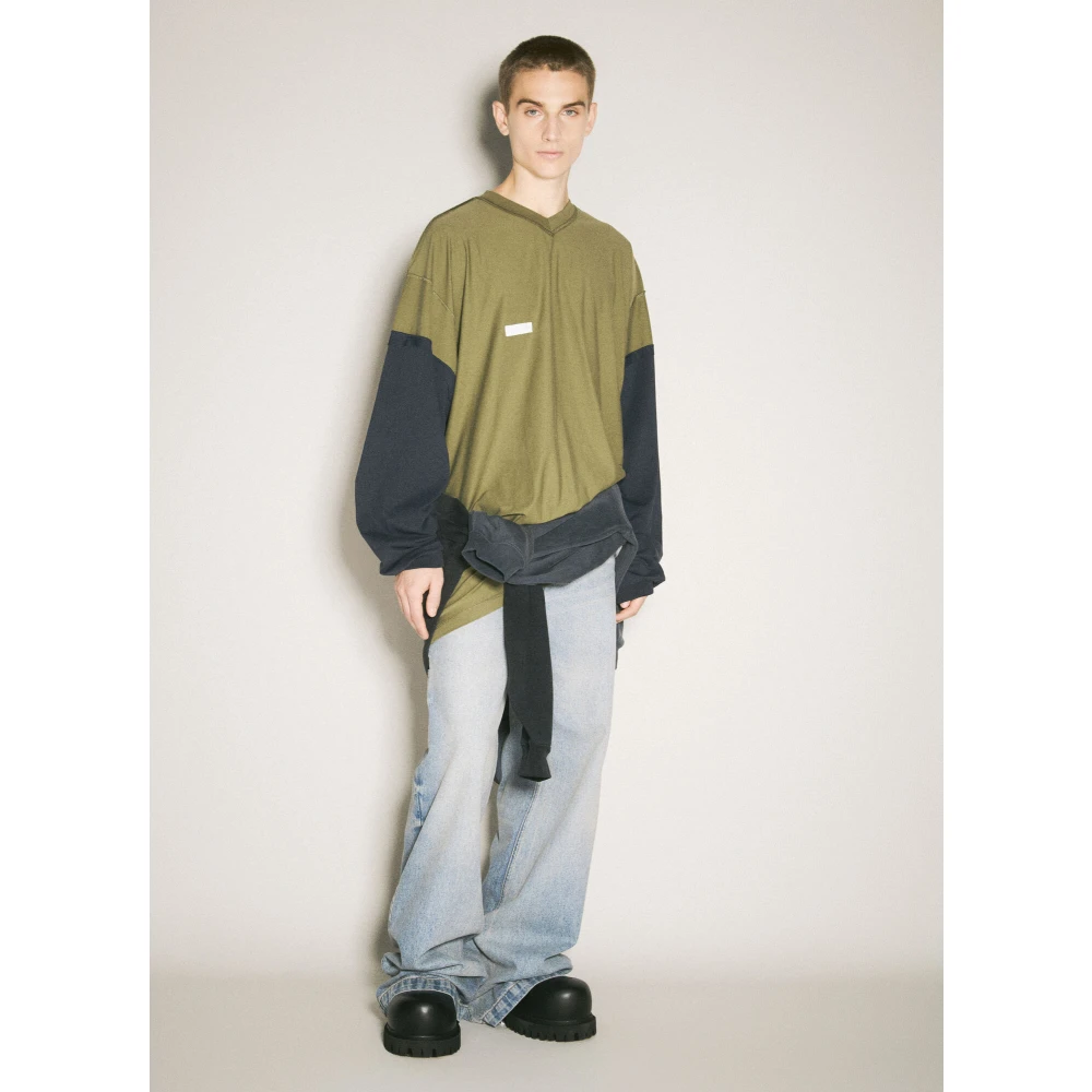 Vetements Haai Inside-Out T-shirt Katoenen Jersey Green Heren