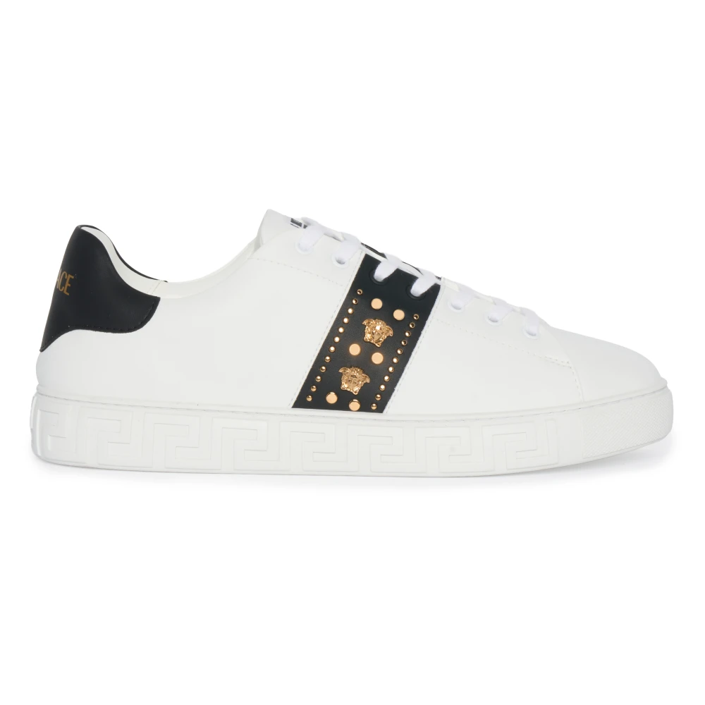 Versace Men's White Studded Greca Trainers - Sneakers - 10 Uk - Shoes