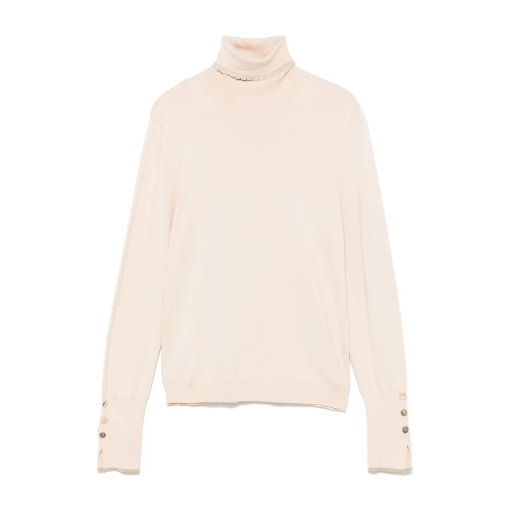 Liu Jo Women's Beige Fine Knit Roll Neck Jumper
