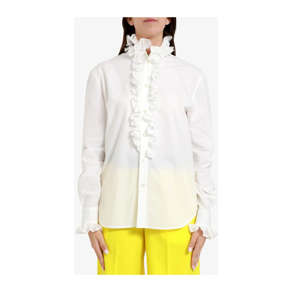 Philosophy di Lorenzo Serafini Gerimpeld Katoenen Poplin Shirt Ivoor Beige Dames