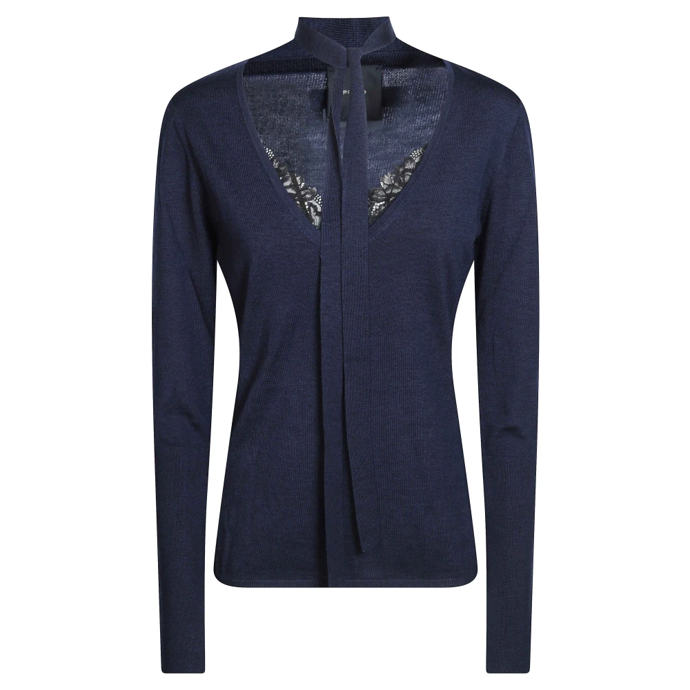 Pinko , V-Neck Knitwear, Female, Blue, Xs, V-Neck Knitwear - Image 3