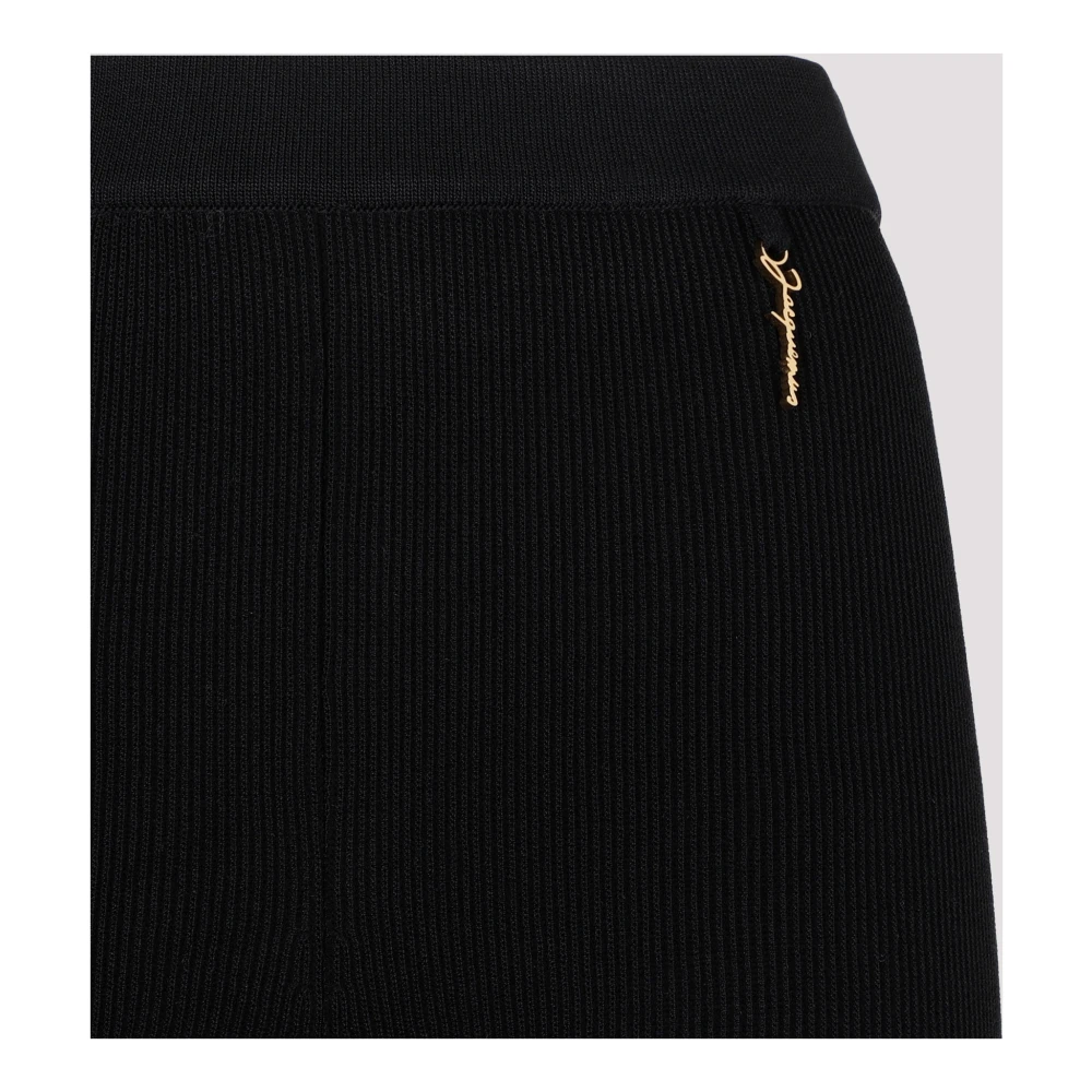 Jacquemus Zwarte Geribbelde Hoge Taille Shorts Black Dames