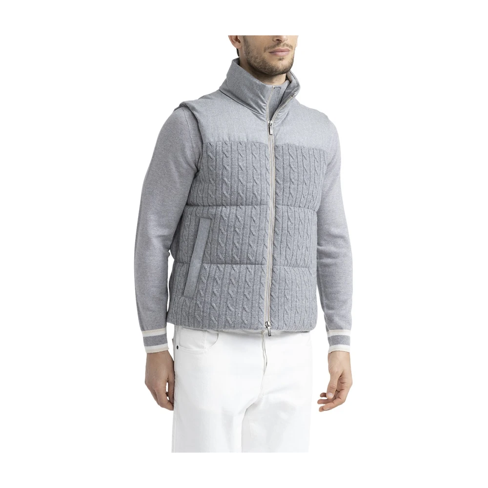 PESERICO Mouwloos donsjack van tricot wol Gray Heren