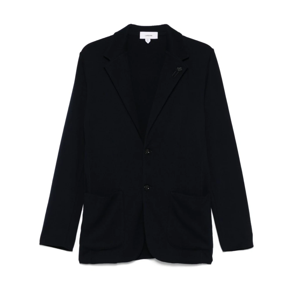 Lardini Navy Blauwe Jas Achterste Spleten Lange Mouwen Blue Heren
