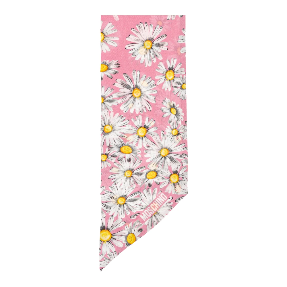 Moschino Zijden sjaal met bloemmotief Pink Dames