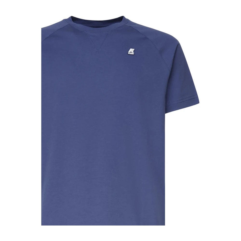 K-way Blauw Katoenen T-shirt met Ronde Kraag Blue Heren