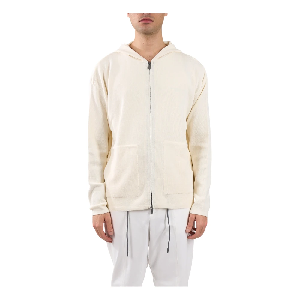 Hevo Cardigan met rits van wolmix White Heren