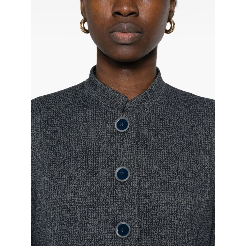 Emporio Armani Blauwe Jacquard Knoopjas Blue Dames