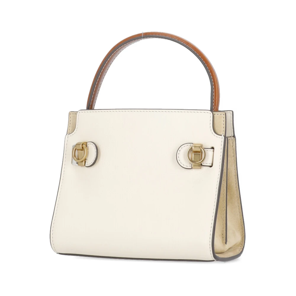 TORY BURCH Ivoor Leren Dames Tas met Handvat Beige Dames