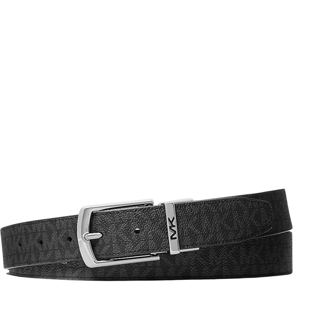 Michael Kors Zwarte leren riem met gesp Black Heren