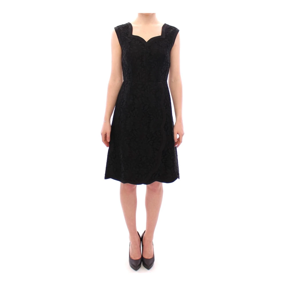 Dolce & Gabbana Black floral lace sicily runway dress Svart Dam