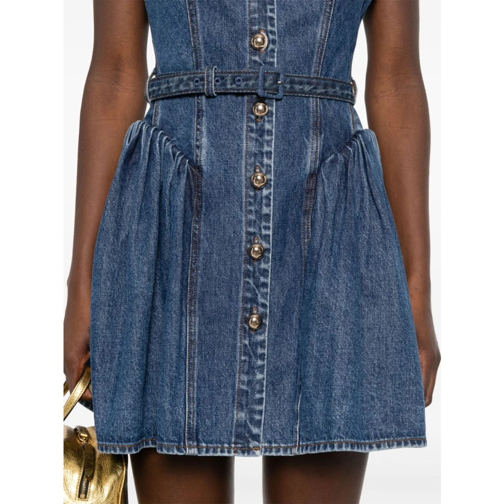 Self Portrait Uitlopende Mini-jurk van Denim Blue Dames