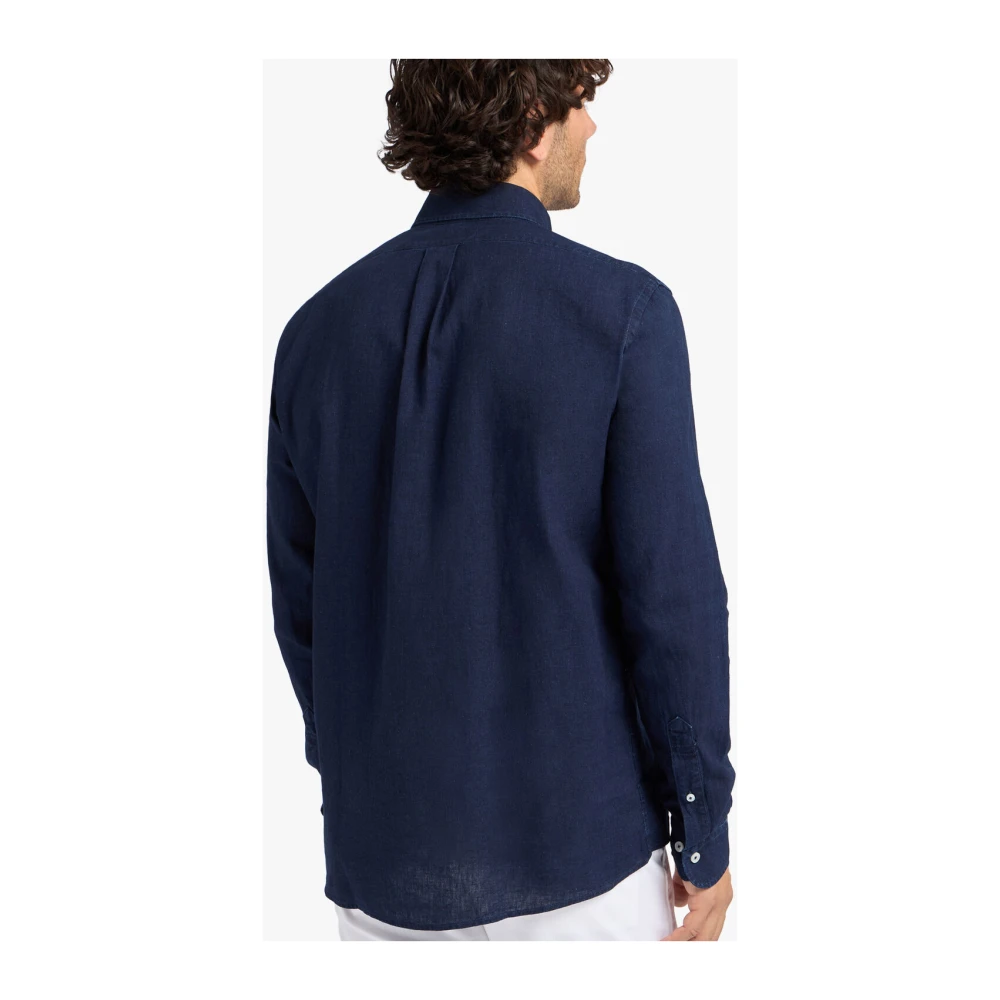 Brooks Brothers Slim Fit Katoen-Linnen Chambray Overhemd met knoopsluiting Blue Heren