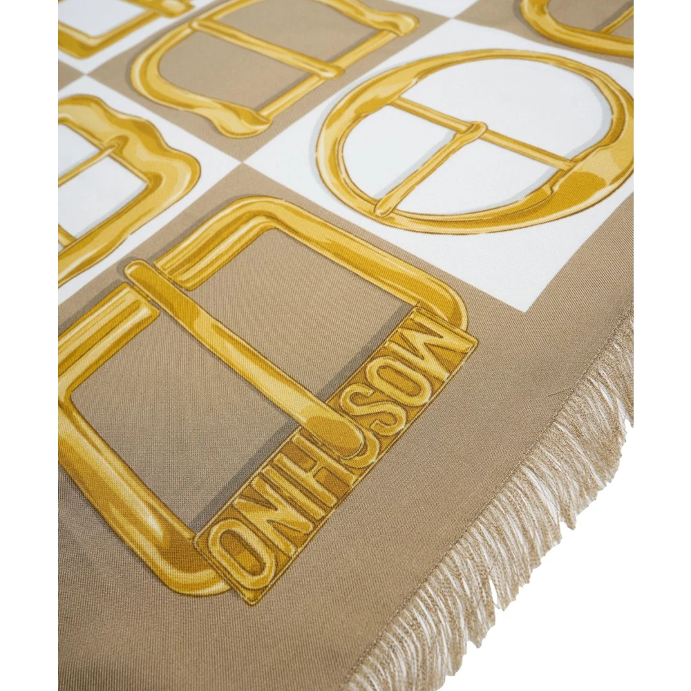 Moschino Luxe Gouden Zijden Sjaal met Chique Print Multicolor Dames