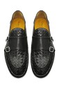 woven-leather-double-buckle-shoes