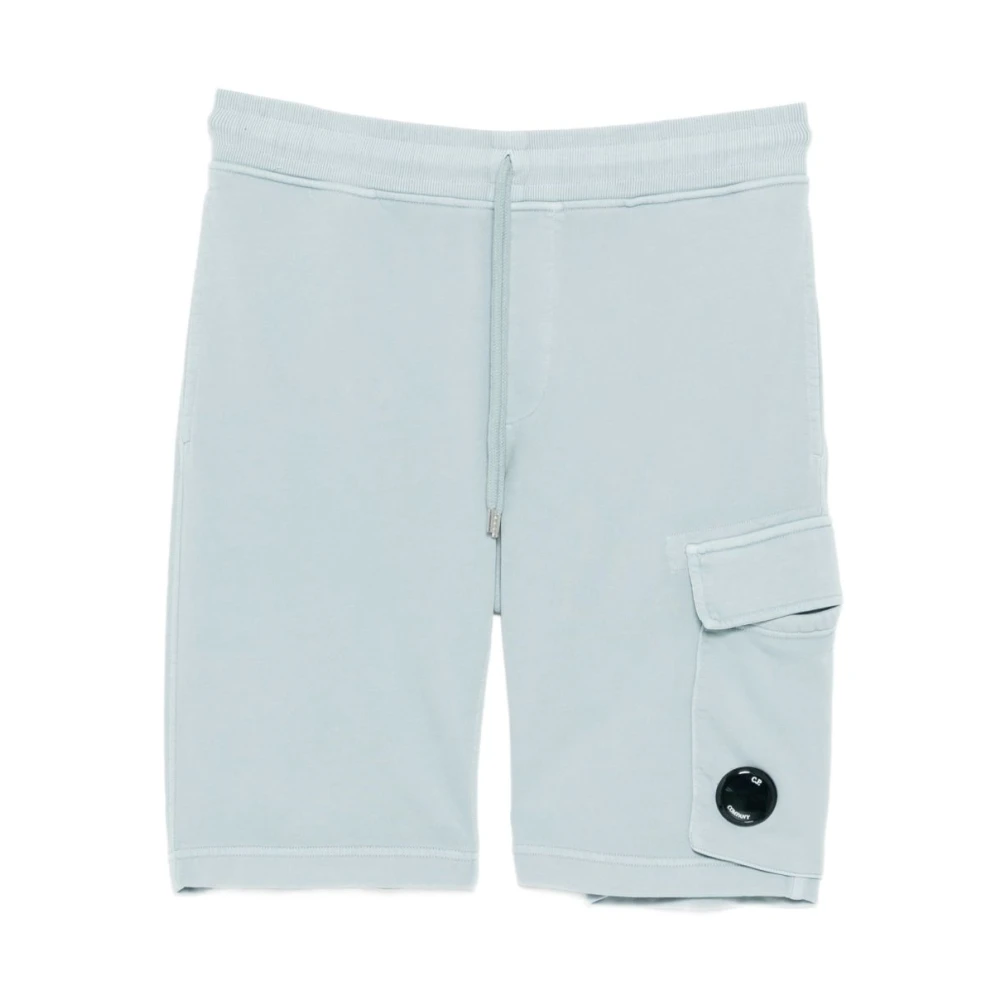 C.p. Company Men's Blue Cotton Diagonal Fleece Cargo Sweatshorts - Casual Shorts - M - Shorts