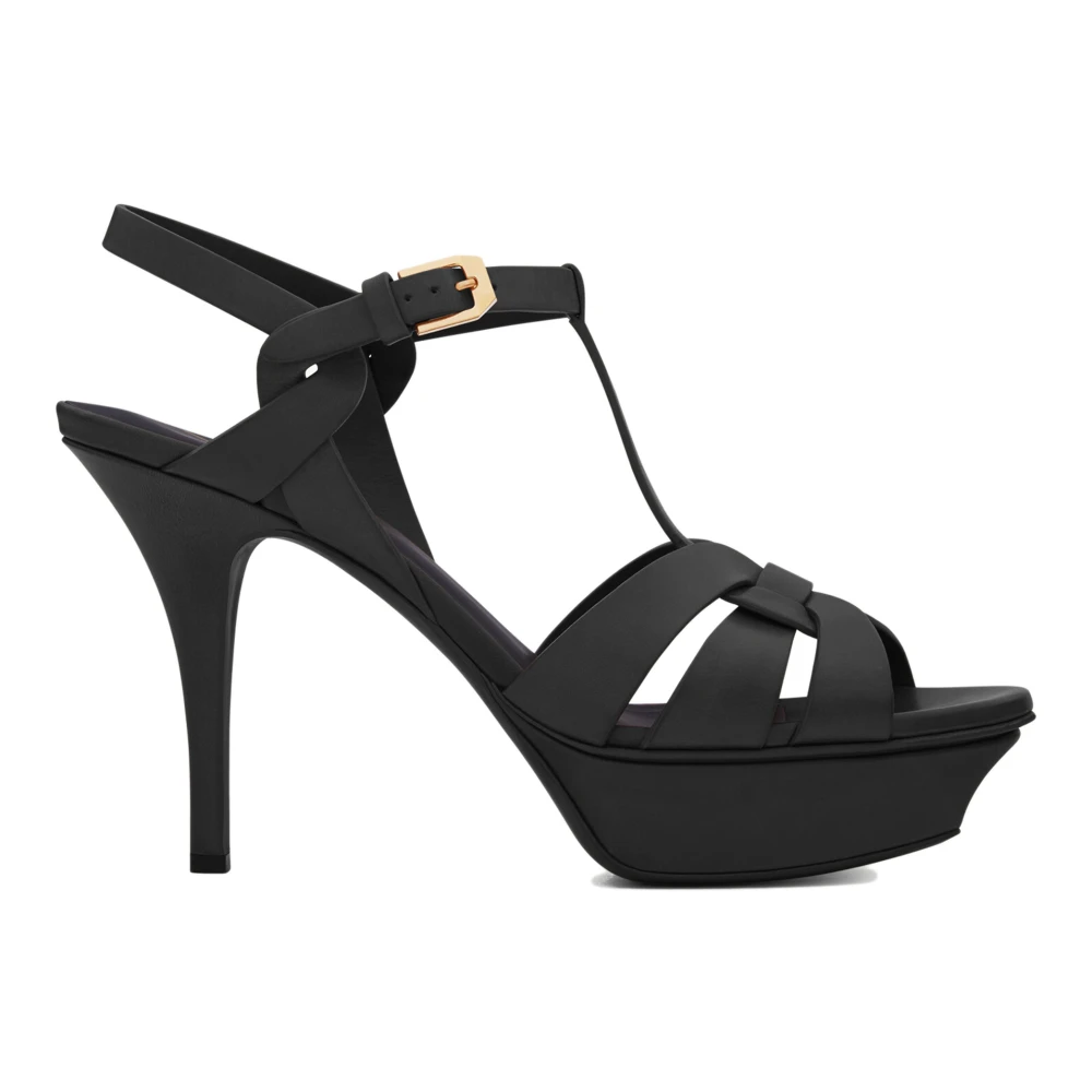 Saint Laurent Women's Black High Heel Sandals, 4 Uk, Strappy Sandals With Adjustable Ankle Strap