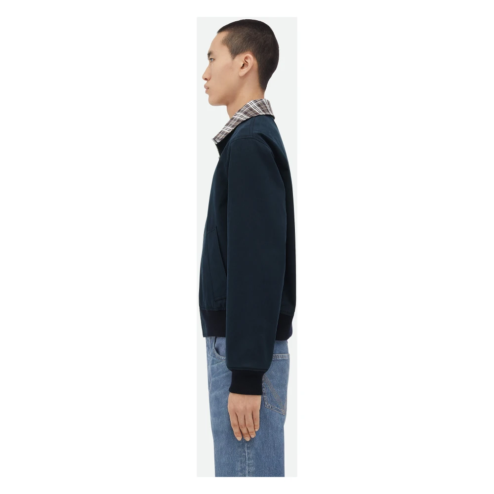 Bottega Veneta Blauwe Omkeerbare Geruite Jas Blue Heren