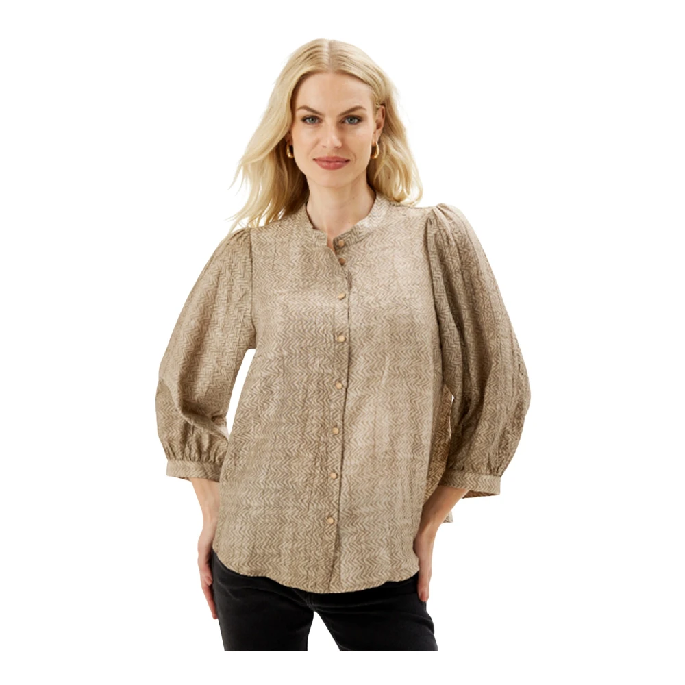IN Front Vrouwelijke Crepe Fabric Shirt Zand Beige Dames