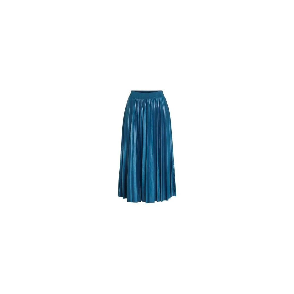 Vila Blauwe Lange Rok Herfst Winter Collectie Blue Dames