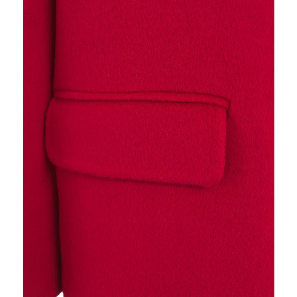 Silvian Heach Rode Wollen Jas Enkelrij Stijlvolle Revers Red Dames